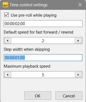 INTERACT Time Control settings Dialog