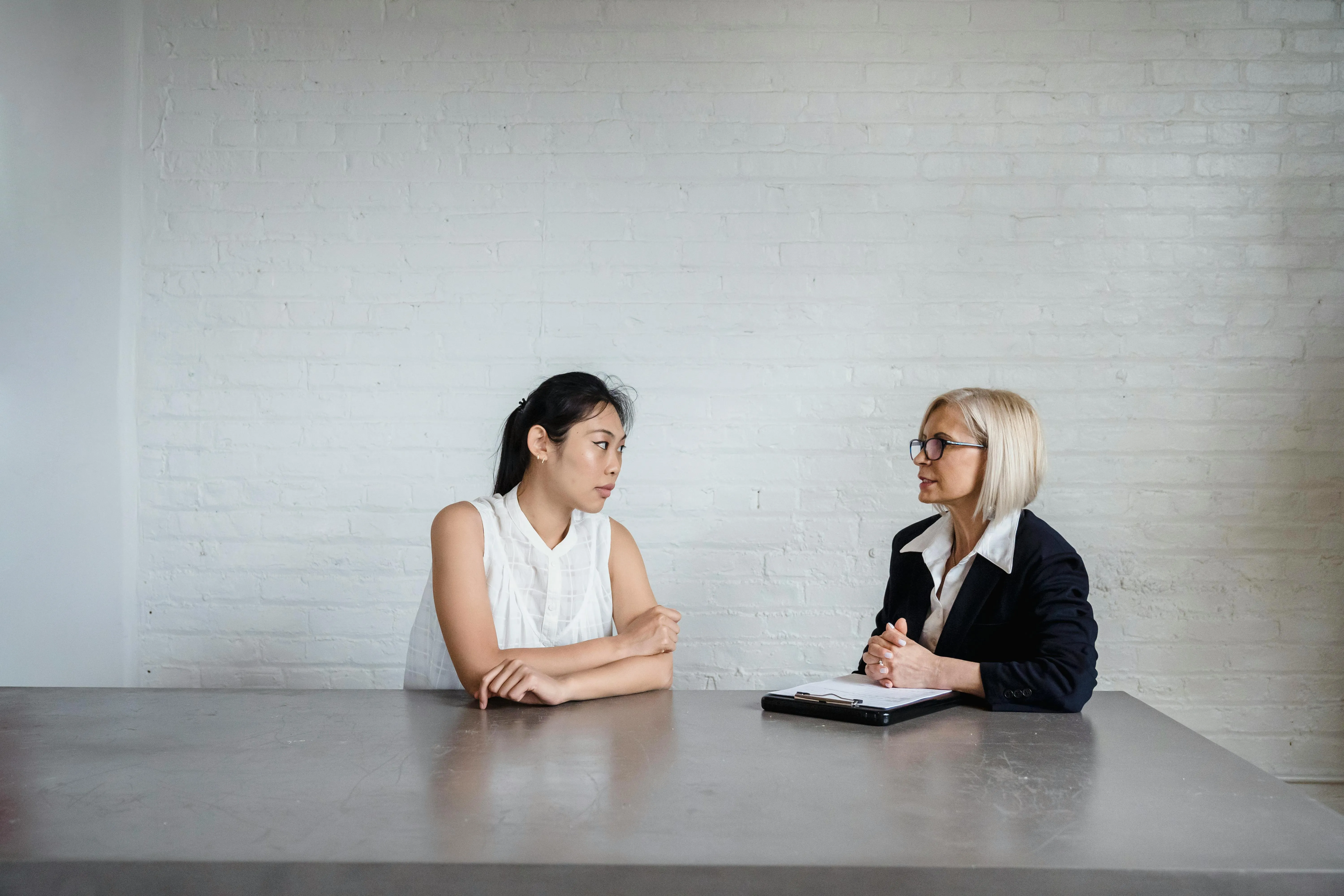 Two people in an interview situation