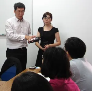 Participants performing an Eye Tracking usability test during the workshop